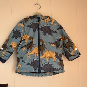 Next Kids Dinosaur Puffer Jacket - Blue, Yellow, Black